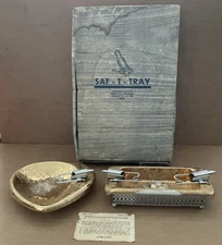 Vintage SAF-T-TRAY Weeping Gold Ashtray Set w/ Box 2pcs