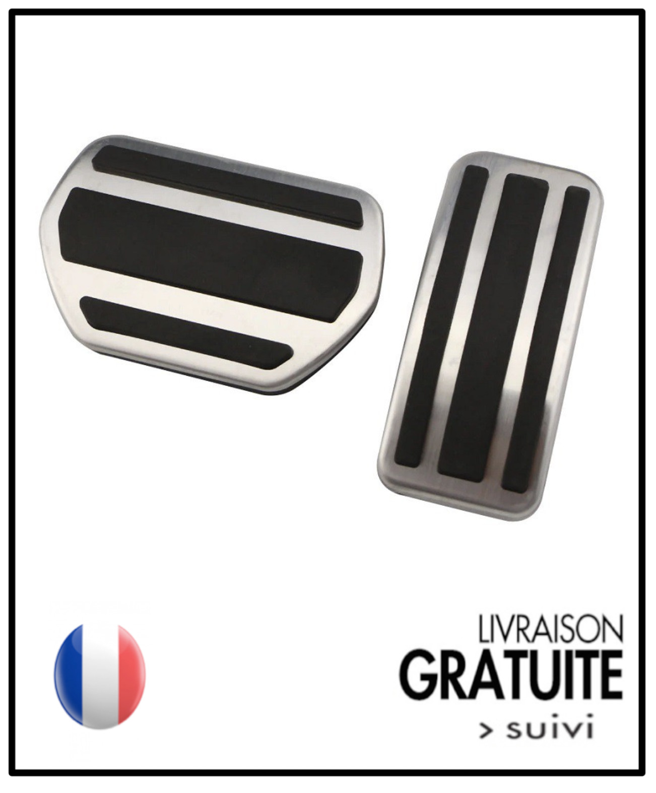 Pédalier alu Peugeot GT 308 et 2008, finition haut de gamme en métal brossé pour auto