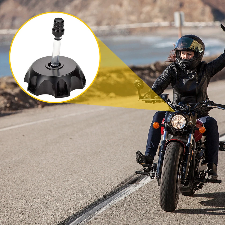 Gas Fuel Tank Cap For Yamaha Honda Suzuki Kawasaki Motorcycle ATV BIKE Black - Image 3 of 4