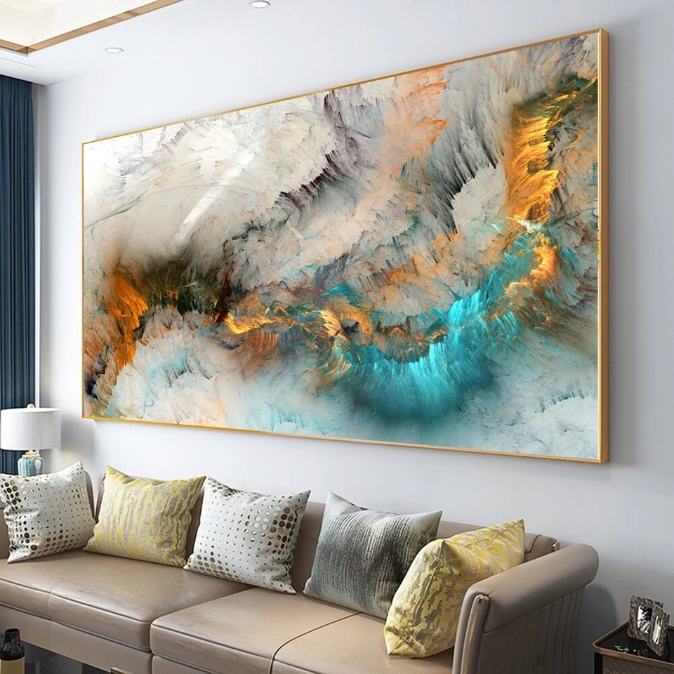 Cloud Abstract Canvas Painting Wall Art Print Poster For Living Home Room Decor - Image 3 of 4