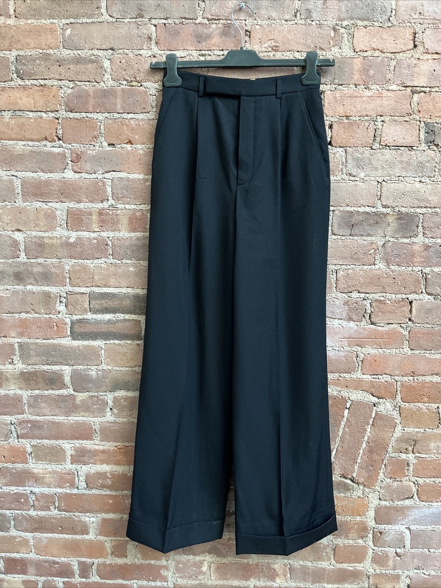 Saint Laurent Paris Women's Wide Leg Pants, Sz 36, Black 100 Saint Laurent Paris Women's Wide Leg Pants, Sz 36, Black 100
