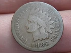 1886 Indian Head Cent Penny, Variety 1, Var 1, T1, Type 1- Good/VG Details