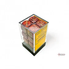 Dice - WW2 Soviet Scarab - Scarlet & Gold - 16mm - D6 (12-Würfelset)