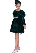 Girls Velvet Dress Christmas Party Winter, Size 6-7Y