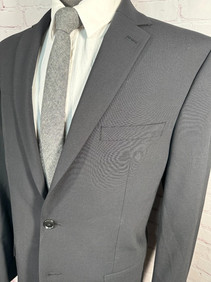 BAR III Para Hombres Negro Lana ELASTIZADO AJUSTE AJUSTADO Traje Abrigo Deportivo Blazer Chaqueta 44R Foto 2 de 4