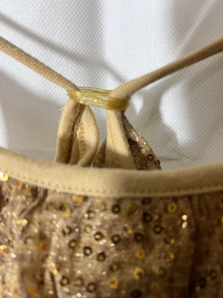 Vestido de babados em camadas Lip Stik para meninas com brilhos dourados - Imagem 2 de 4