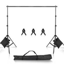 2 x 3M Photography Backdrop Stand Kit Tripod Adjustable Crossbar Video Studio