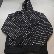 Vintage 90s Champion Reverse Weave Spellout Logo Crewneck Size Large Black