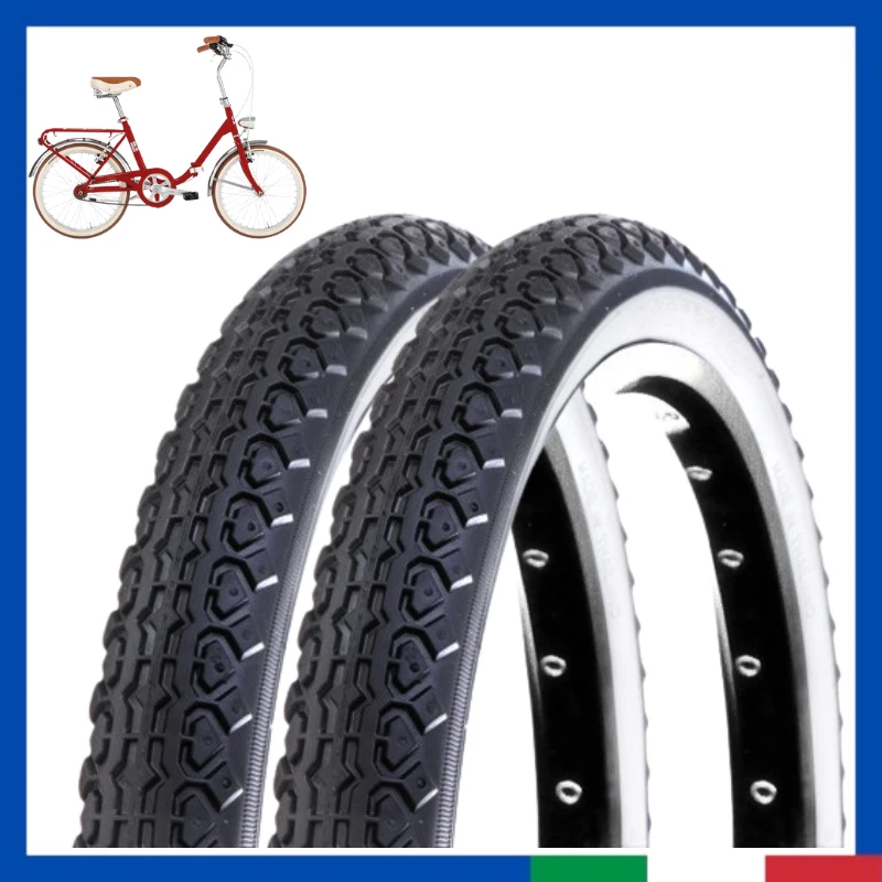2 Copertone 20x1.75 pneumatico gomma da bici per graziella pieghevole bianconero