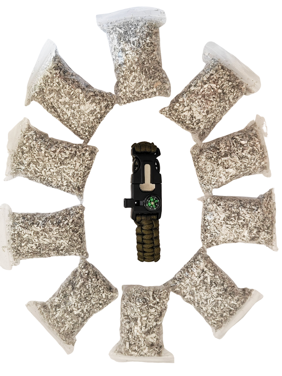Fire Starter 10 Bags Magnesium Paracord Bracelet 5-1 Kit Wax Rope Emergency Tent