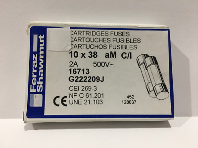 Ferraz Shawmut 10x38 2A 500V AM Fuses | FR10AM50V2I G222209J (Lot Of 10) New