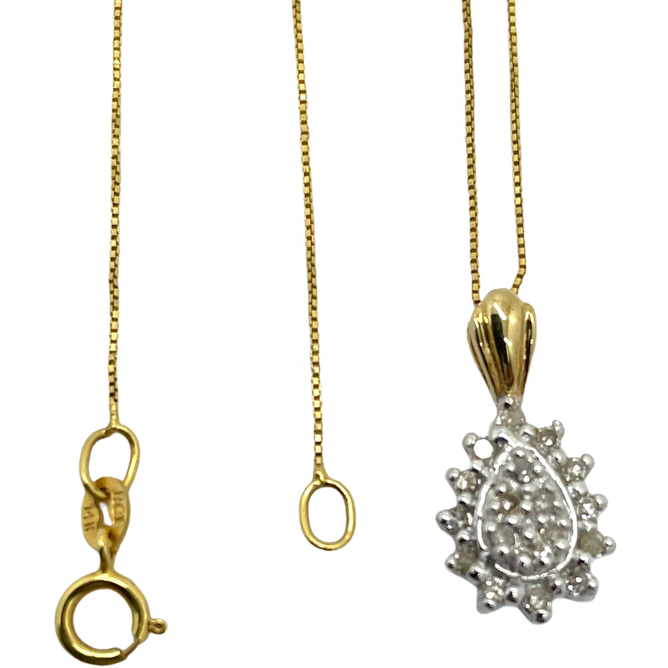 Juego de collar aretes colgantes con racimo de diamantes de oro amarillo de 10k de 3,5 gramos Foto 4 de 4