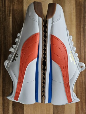 PUMA ROMA BASIC MENS US 9.5 NWOB 369671-33 WHITE/RED/BLUE FOREST GUMP COLORWAY