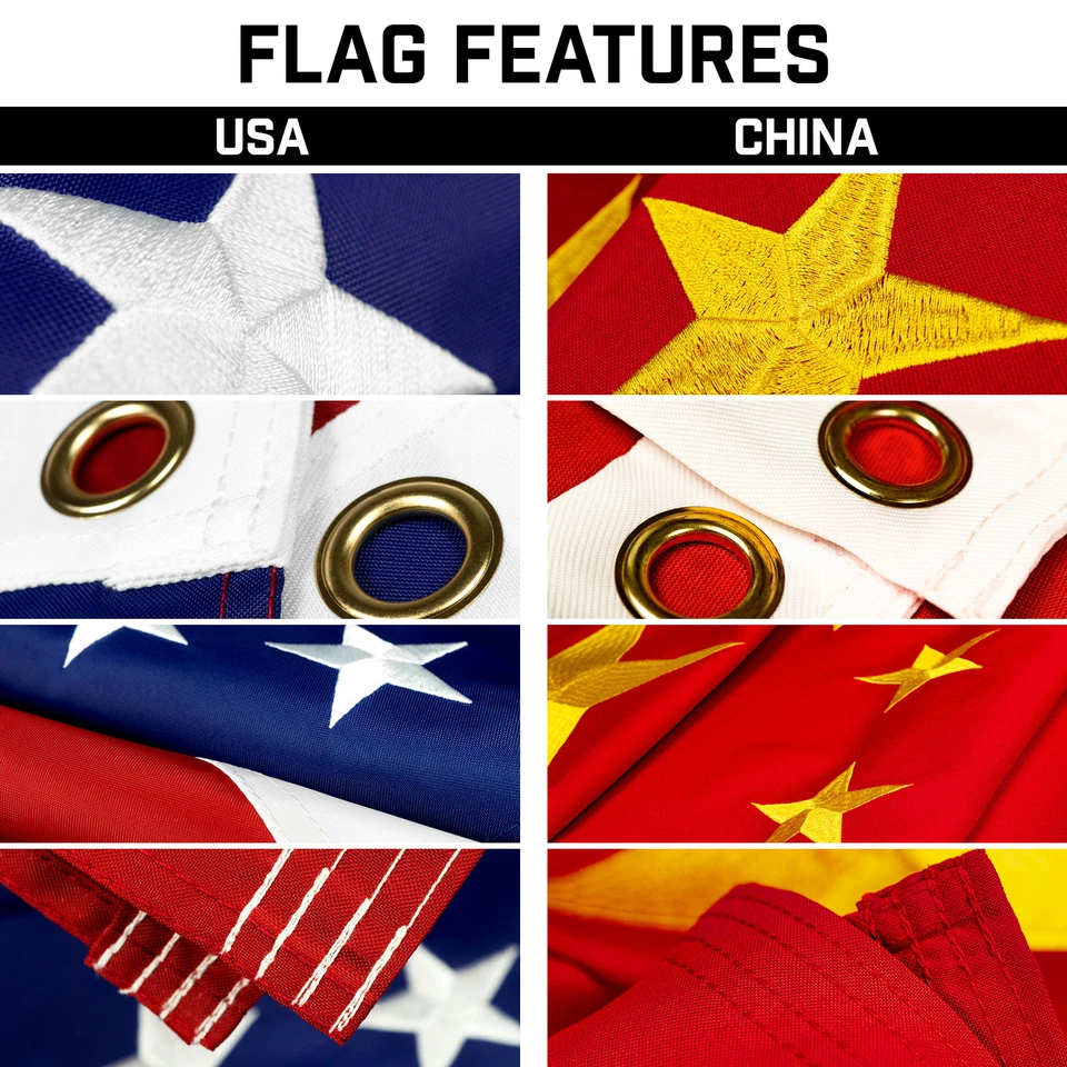 Bandera telescópica de 20 pies negra, americana y china Emb 300D 3x5 pies Foto 3 de 4