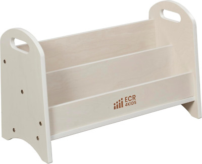 White Wash 2-Shelf Tabletop Book Display with Handles for Beginners