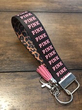 Pink Black Leopard Keychain Wristlet
