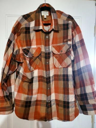 mens cabelas flannel shirt XL orange 