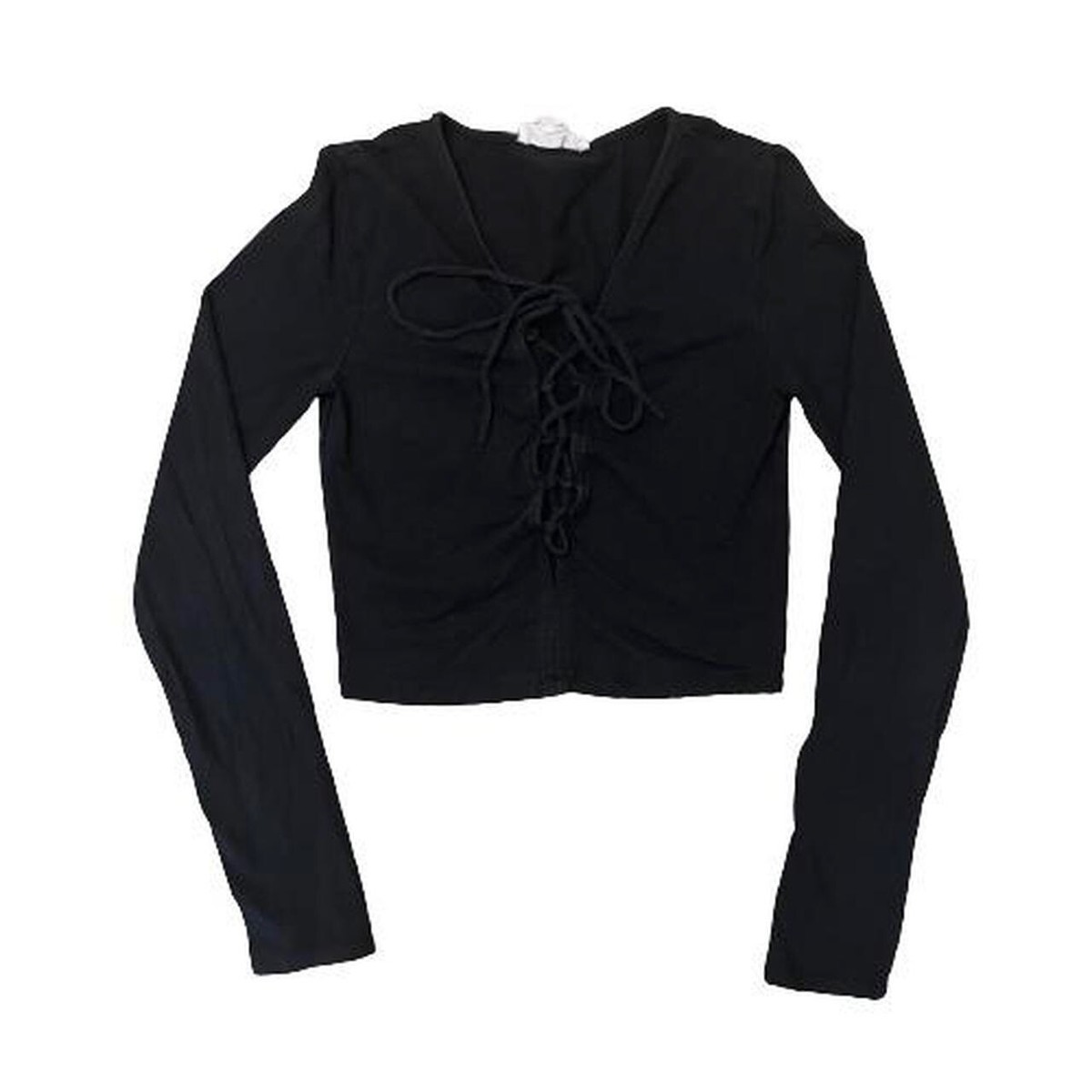 Black Long Sleeve Lace Up Top by Forever 21 Size Small