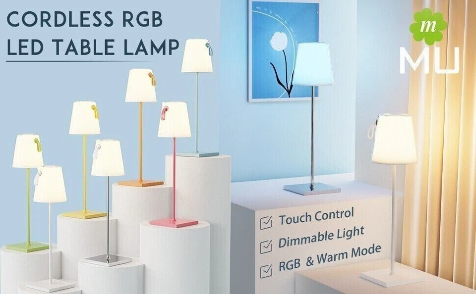 PALMINA LAMPADA DA TAVOLO A LED RICARICABILE USB CON LUCI RGB POLDINA STYLE - Immagine 2 di 4