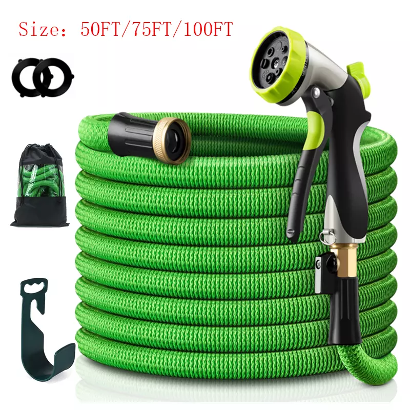 Up to 100FT Expandable Garden Hose Heavy Duty Flexible Garden Water Hose  Nozzle