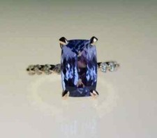 Art Deco Style Lab-Created Diamond Radiant Cut Sapphire Ring 14K White Gold FN