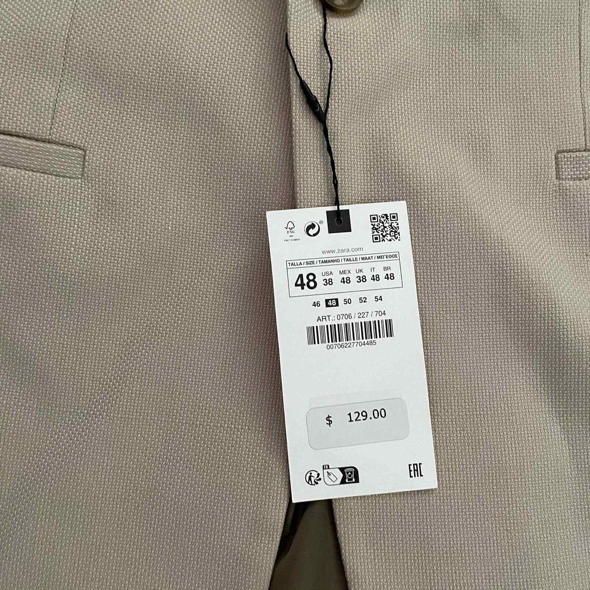 NWT ZARA Men's Textured Suit Blazer in Taupe sz 48 | eBay