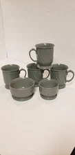 TURNBURY DINEX Swirl PEDESTAL 4 CUPS 2 BOWLS LOT 3000 3200 3300 Sage Green Gray 