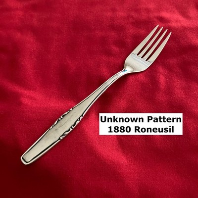 1880 Roneusil Unknown Pattern Dinner Fork 7 1/2'' Scroll Edges Stainless Steel