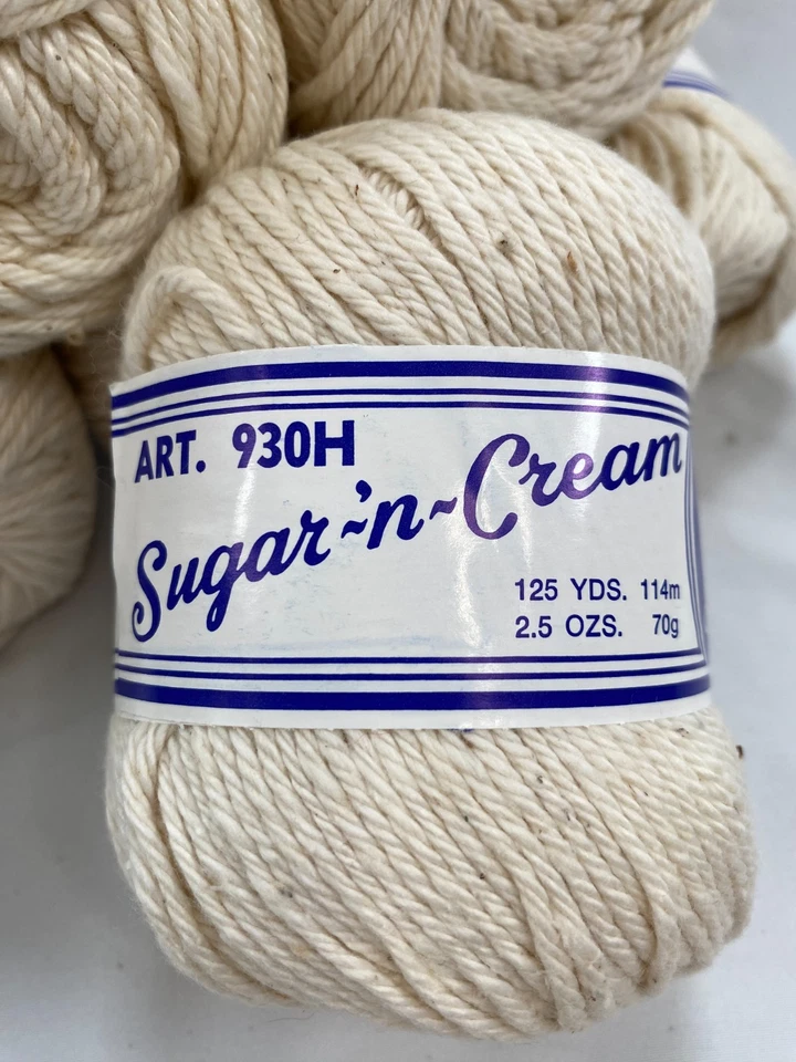 Lily Sugar 'n Cream Cotton Yarn: 7 Off-White or Ivory/#4 100% Cotton Yarn, NEW - Image 2 of 4