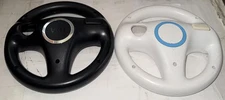 Lot Of 2 Nintendo Wii Racing Wheel Steering Controllers Black White Plastic