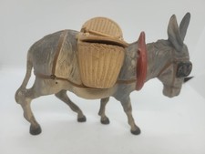 VINTAGE LARGE CELLULOID DONKEY W/ BASKETS AND with NODDING HEAD