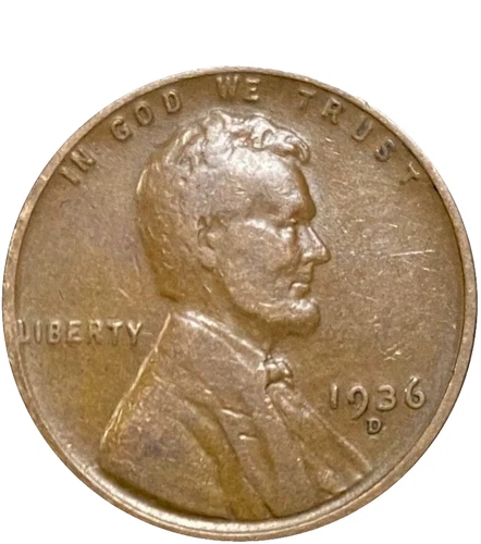 1936 D Lincoln Wheat Cent (G-F) Good to Fine Circulated 1c Copper Coins