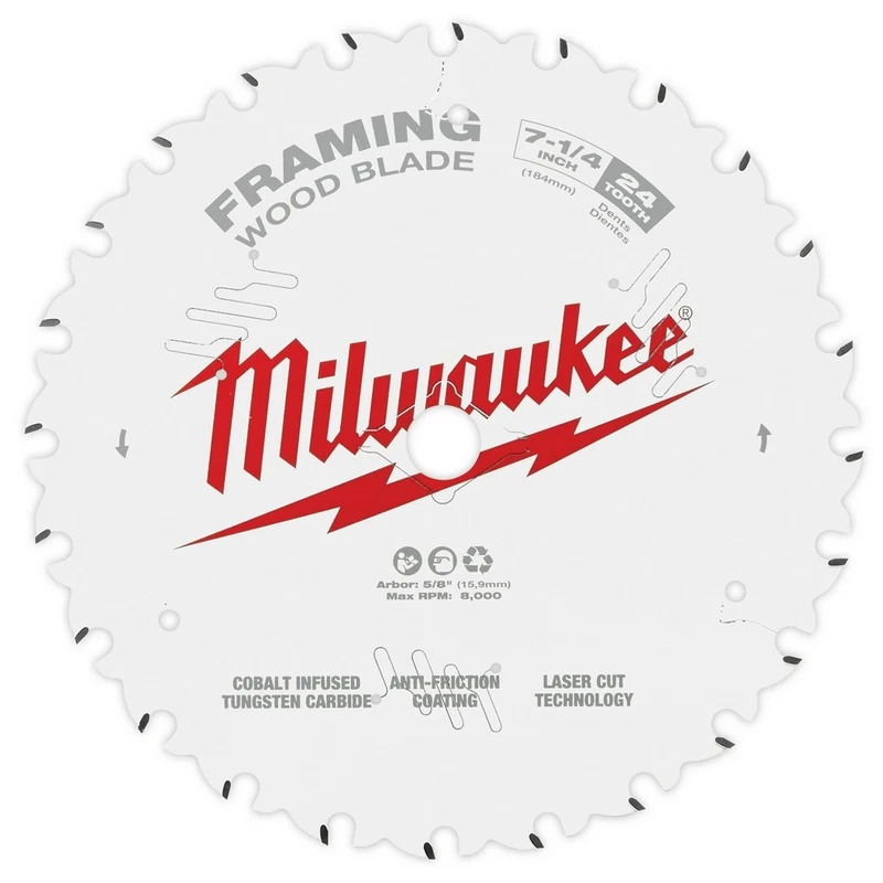 Milwaukee 48-40-1720 7-1/4-inch 24T framing blades, 25-pack