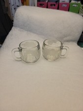 Vintage 1970 Nestle Nescaf&eacute; Mug Coffee Tea Clear Glass Globe World Cup  Set of 2
