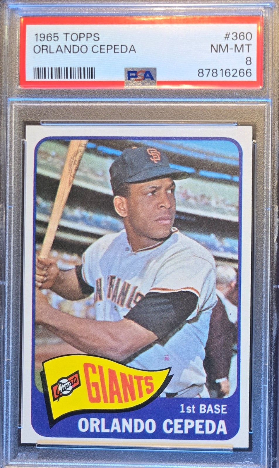 1965 Topps Orlando Cepeda #360 - PSA 8  NM-MT - S.F. Giants Hall of Famer