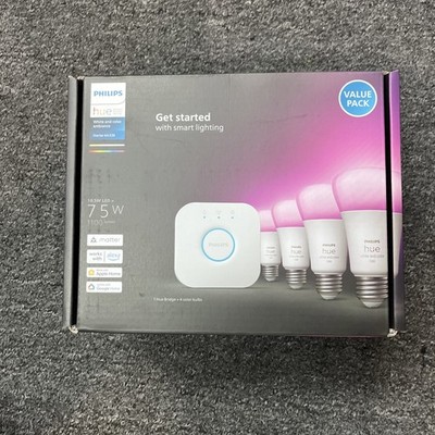 Philips Hue Starter Kit 4 E26 White and Color Ambient Bulbs with Bridge