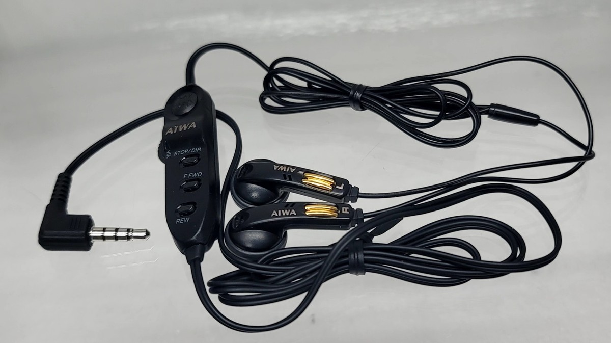 Rare vintage AIWA HP-V14 stereo in-ear headphones with remote