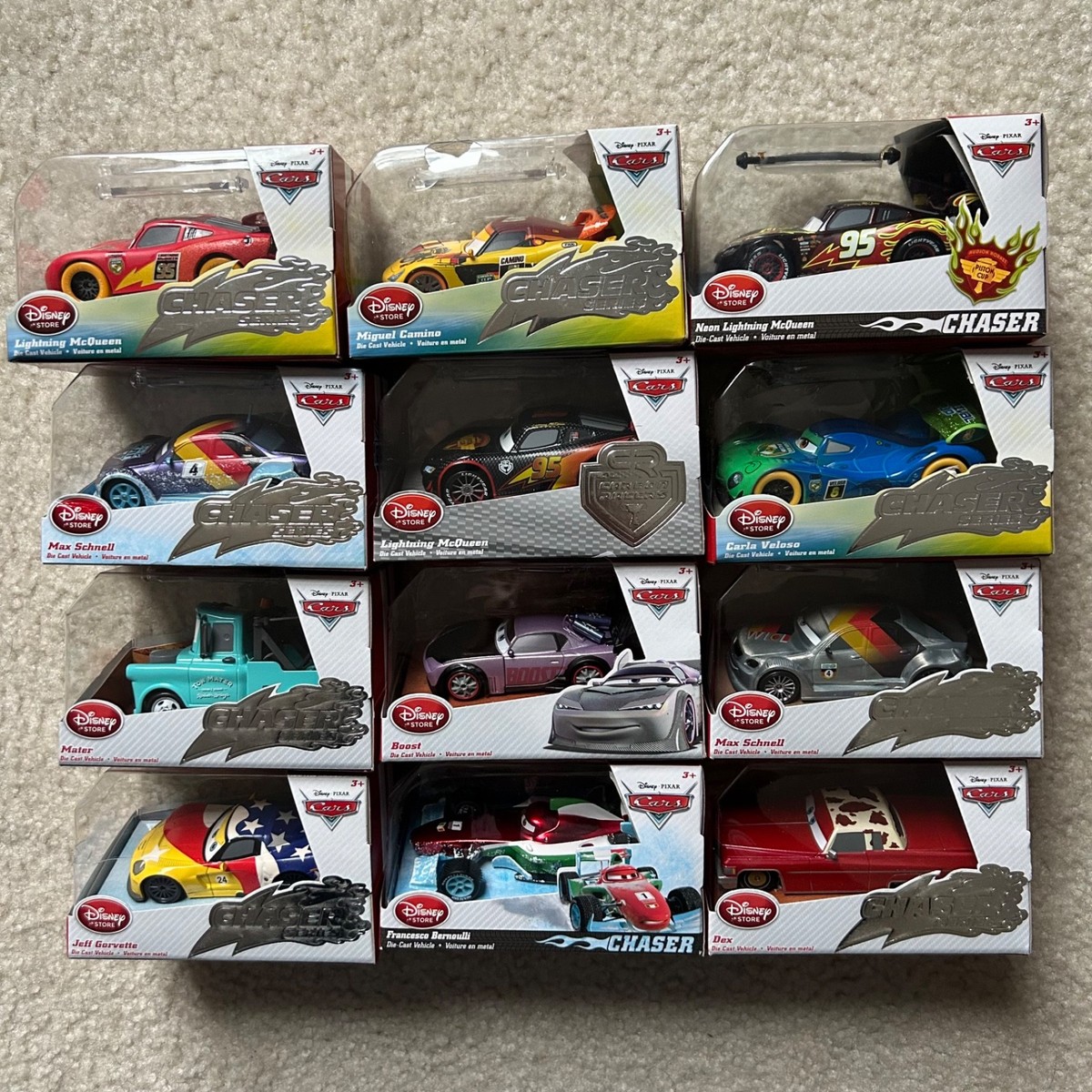 DISNEY STORE PIXAR CARS. CHASER, GRC, NEON, CARNIVAL & ICE SERIES