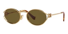 MIU MIU MU 52YS 7OE01T Brass Gold Dark Brown Lens Women Sunglasses AUTHENTIC