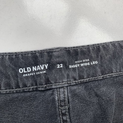 Old Navy Baggy Wide Leg Jeans Woman Plus 22 High Rise Black Pockets Boho Grunge - Picture 7 of 11