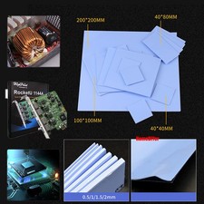 Blue Silicone Thermal Pad Sheet GPU CPU Chip Sink Heatsink Pads Thick 0.3mm-2mm