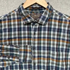 Rodd Gunn Mens Sports Fit Plaid Button Up Shirt Large Woven in Italy Cotton