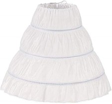 Kumeng Girls' 3 Hoops Petticoat Full Slip Flower Girl Crinoline Skirt White