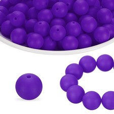 40Pcs Silicone Beads 15mm Silicone Beads Bulk for Pens Loose Round Deep Purple