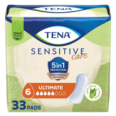Tena Sensitive Care Ultimate Absorbency Incontinence Pads for Women, 33 Count