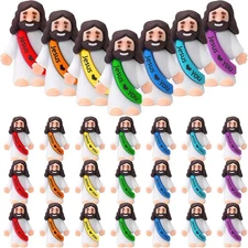 Bememo 25 Pcs Little Jesus Figures Original Design Jesus Love You Mini Rubber To
