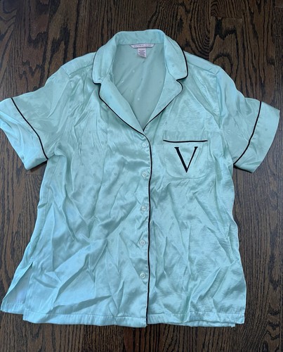 Victoria’s Secret Conjunto de Pijama Camisa Pantalones Cortos Verde Salvia Ropa de Dormir Lunares Talla XS - Imagen 5 de 8