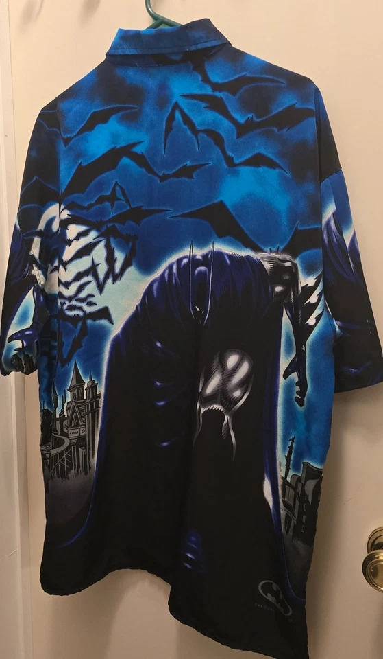 Camisa abotonada vintage DC Warner Bros Batman para hombre XL azul Foto 3 de 4