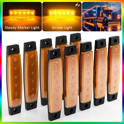 10x 3.8Inch Amber LED Marker Lights Strobe Clearance Light for Truck Trailer RV