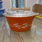 Vintage PYREX 473-B Autumn Harvest Wheat Casserole Dish Mixing Bowl Rust Orange